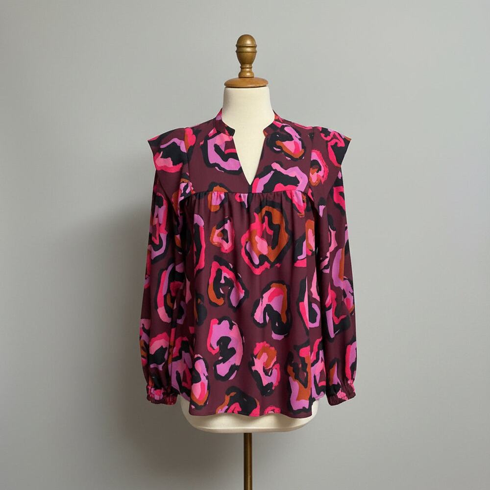 Crosby plum and hot pink Jungle Queen blouse, size S, BRAND NEW!